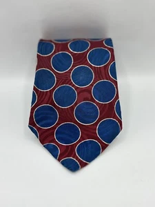 Henry Grethel Necktie Blue Red Silk Tie 3.75" wide 59" Woven In Italy - Picture 1 of 8