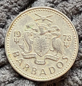 Moneda de veinticinco centavos de Barbados 1978 molino de viento monedas mundiales - Imagen 1 de 2