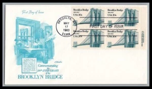 US FDC # 2041 20c Brooklyn Bridge Artmaster block w/� 1983, 9p4219 - Picture 1 of 1