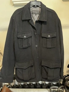 Kenneth Cole Peacoat Black Outerwear Wool Blend XL 4 Pockets - Picture 1 of 8