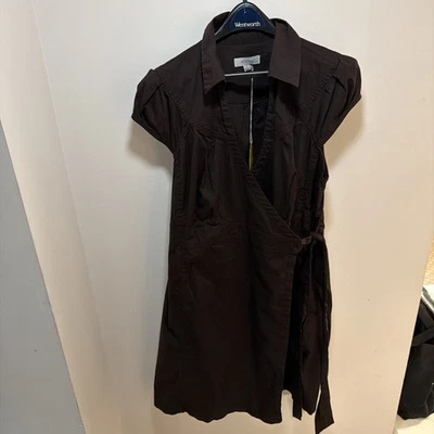 Women’s Merona XXL Brown Dress Pockets Casual Collar Shirt Tie on Side  - Image 1 of 4