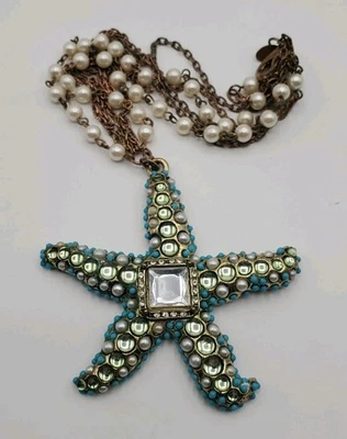 Chicos 铺水钻海星吊坠项链珍珠串珠海滩热带 — 第 1/4 张图片