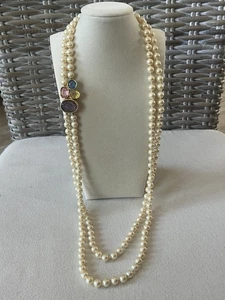 Vintage Givenchy Faux Pearl & Gem Necklace Double Strang 80er - Bild 1 von 8