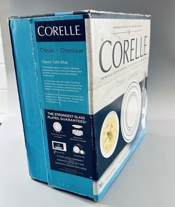 New Classic Cafe Blue Livingware Corelle Virtrelle 16 Piece Dinnerware EXCELLENT - Picture 1 of 7