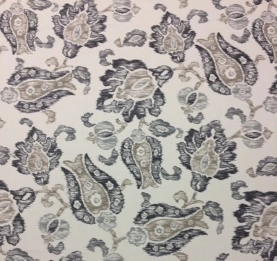 TELA MULTIUSOS KRAVET FLORAL GRIS TOPO MARFIL 100% ALGODÓN POR YARDA 54"W Foto 1 de 4