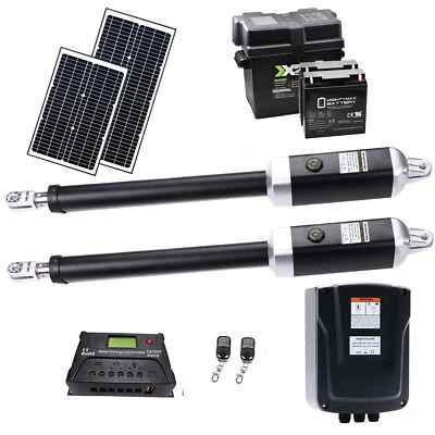 Abridor de puerta doble oscilante de metal alimentado por energía solar ALEKO para puertas de hasta 2200 libras Foto 1 de 4