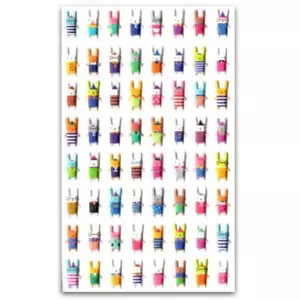 CUTE RABBIT STICKERS Sheet Animal Bunny Bonny Raised Puffy Scrapbook Sticker - Picture 1 of 1