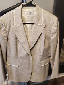 Chaqueta Blazer Tahari by Arthur S Levine Talla Bronceada/Crema Dos Botones Forrada Carrera - Imagen 1 de 5