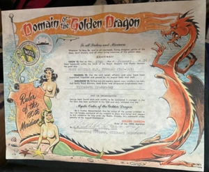 1956 Domain of The Golden Dragon 180th Meridian Certificate USNS H B FREEMAN - Picture 1 of 7