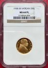 ITALY - VATICAN , GOLD 100 LIRE POP PIUS XII ANNO XX 1958 NGC MS 64 PL , RARE