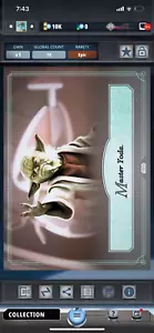 Star Wars Card Trader 2019 Teal Master Yoda Award - Picture 1 of 1