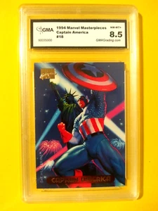 CAPTAIN AMERICA 1994 Marvel Fleer Comics Card # 18 GMA Grade 8.5 Masterpieces - Picture 1 of 2