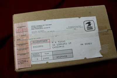 BOX FROM THE MINT, 5-1980 U.S. MINT UNCIRCULATED COIN SETS, ORIGINAL SHIP BOX - Image 1 of 4