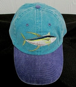 Gorra deportiva de atún aleta amarilla sombrero de pesca azul/verde/azul verde azulado pescado bordado Adj AG22 - Imagen 1 de 5