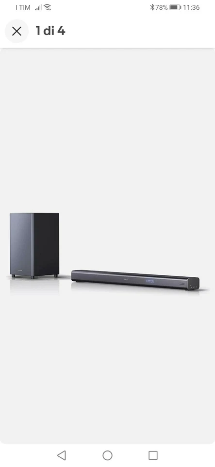 Sharp 440W Dolby Atmos Soundbar with Bluetooth, 4K HDMI and LED Display - Black - Immagine 1 di 4