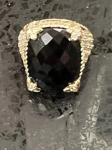 Judith Ripka 14k Gold Monaco Ring Black Onyx Ring 15.39karat - Picture 1 of 17