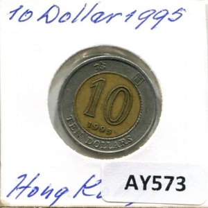 10 DOLLARS 1995 HONG KONG BIMETALLIC Coin #AY573U - Picture 1 of 3