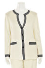 St. John Collection 2Pc Pant Suit in Bright White/Black sz 16/12
