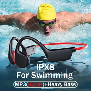 Knochenleitungs-Kopfhörer IPX8 wasserdicht Schwimmen Ohrhörer 32 GB MP3-Player USA - Bild 1 von 26