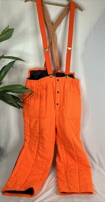 Walls Blizzard Pruf Hunting Pants Suspenders Insulated Mens 2XL Blaze Orange USA - Image 1 of 4