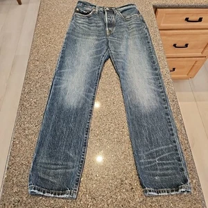Levi's 501 Big E Jeans 26x30 Premium Button Fly Blue Denim 100% Cotton Whiskers - Picture 1 of 22