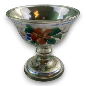 Handbemalter Silberglas Kelch Vintage Glas mit Blumenmotiv Sammler Bauernsilber - Bild 1 von 4