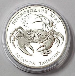 Ukraine 10 Hnyuias 2000 Silber PP 1oz fein Silber 925 Ø38,6mm Krabbe Krebs WWF - Bild 1 von 2