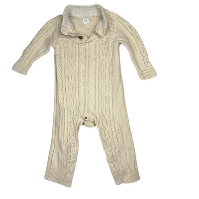 Mameluco grueso tejido con cable bebé Gap talla 18 24 meses polar neutro acogedor Foto 1 de 4