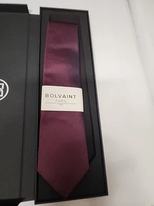 Bolvaint Paris 100% Silk Handmade Tie Tabit Pindot in Burgundy $280 New In Box - Picture 1 of 23
