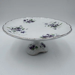 Vintage Staffordshire England Old Folly Violet Dessert Podest Teller Ständer Goldrand - Bild 1 von 13