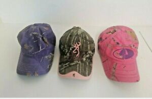 Lot Of 3 Ladies Camo Hats.  Mossy Oak, Browning & Realtree