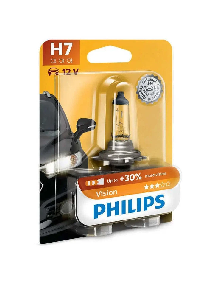 H7 12V 55W PX26d Vision +30%  Blister Philips Autolampe Glühbirne - Bild 1 von 1