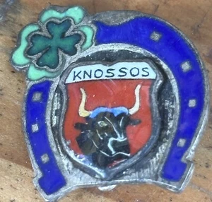 Spilla smaltata scarpa cavallo fortunato Knossos spilla retro IRISH VERDE FOGLIA TRIFOGLIO Vintage - Foto 1 di 2