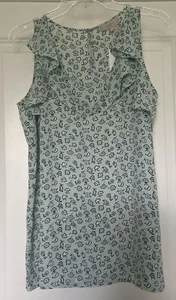 Camiseta sin mangas Loft Outlet para dama mediana floral color menta volantes ojo de cerradura nueva con etiquetas - Imagen 1 de 15