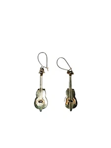Vintage Gold Tone Cello Earrings Good Condition Clean 1.25" inch SEE NOTES - Picture 1 of 2