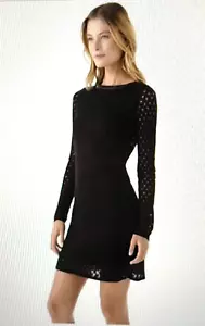 Diane von Furstenberg Black Slim Kivel Ladder Lace Cashmere Mini Dress Size P - Picture 1 of 17