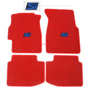 For 96-00 Honda Civic Nylon Floor Mats Front & Rear Red Carpets 4Pcs w/ Blue SI - Picture 1 of 1