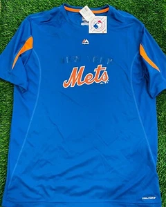 NEW YORK METS MLB Majestic Blue Performance T Shirt NEW Mens Large - Picture 1 of 5