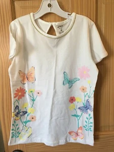 NWT Carter's Floral Butterfly Shirt Top Girls Short Sleeve White 6/6x,7,12 - Picture 1 of 1