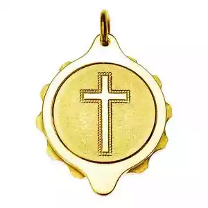 SOS Talisman Gold Plated Medical Pendant - Christian Cross - Picture 1 of 2