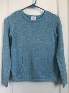 Hanna Andersson girls 150 12 light blue with silver thread long sleeve sweater - Picture 1 of 4