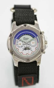 Dalas Mens Watch Silver Stainless Steel Black Nylon Water Resist Battery Quartz - Picture 1 of 3