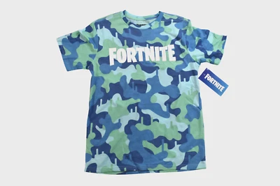 Fortnite Youth Boys Blue Drip Camo Slurp Gamer Shirt New M, L, XL, 2XL - Image 1 of 4