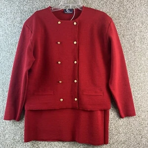 Tricots Saint James Womens Commuting Tweed Suit 14 Red Wool Long Sleeve - Imagen 1 de 14