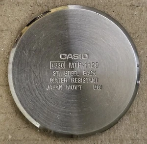 Casio 1330 MTP-1129 Tapa case back cover stainless steel Japan - Imagen 1 de 2