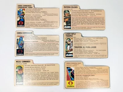 ¡Lote de tarjetas de archivo Hasbro GI Joe Cobra Commander Hawk Zap y más de colección! Foto 1 de 4