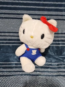 Peluche Hello Kitty 16" 1983 vintage con baberos de pato azul Sanrio Co para CBS - LINDO - Imagen 1 de 3