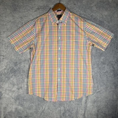 Neiman Marcus SS Button Down Shirt Men's XL Colorful Plaid Wrinkle Free Pocket — 第 1/4 张图片