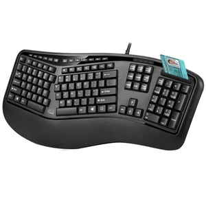Adesso AKB-150SB-TAA Desktop Ergonomic Smart Card Reader Keyboard - Picture 1 of 4