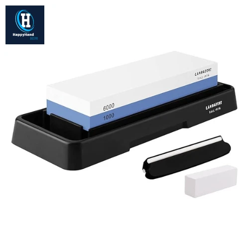 Juego de piedras de afilar cuchillos Whetstone 1000/6000 grano doble lado con guía de ángulo Foto 1 de 4